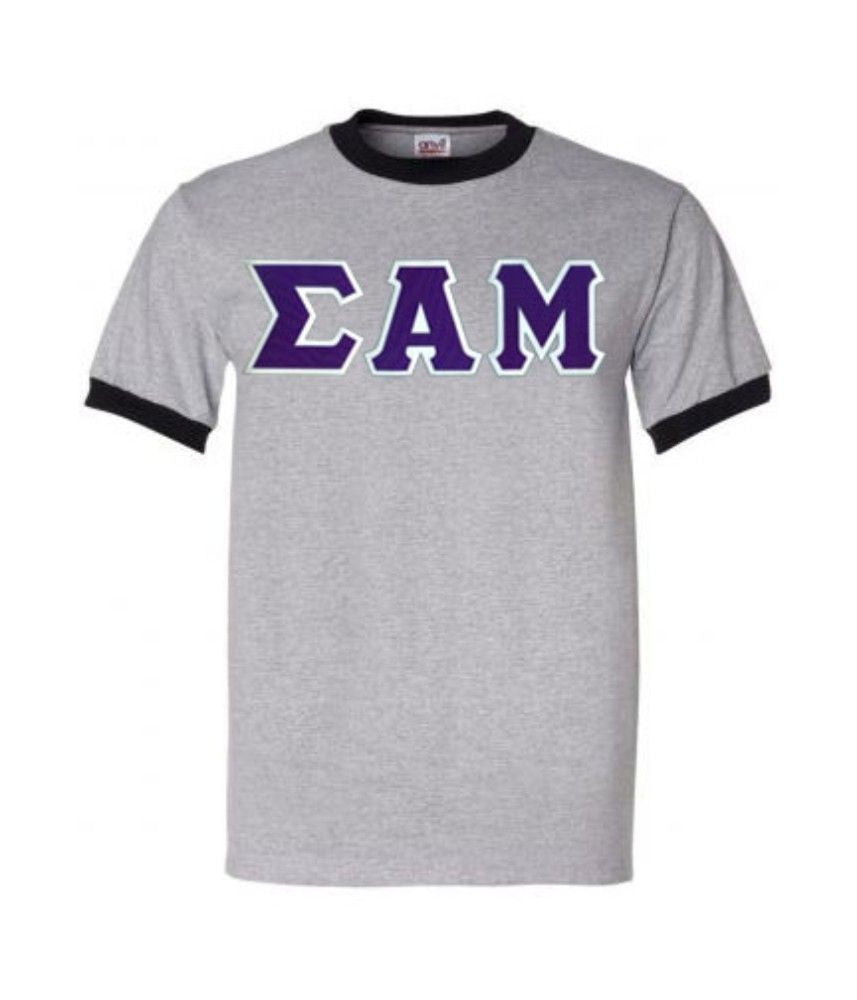 Discount Sigma Alpha Mu Lettered Ringer Shirt DISCOUNT- Sigma Alpha Mu Lettered Ringer Shirt
