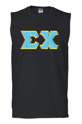 Discount Sigma Chi Lettered Sleeveless Tees DISCOUNT- Sigma Chi Lettered Sleeveless Tees