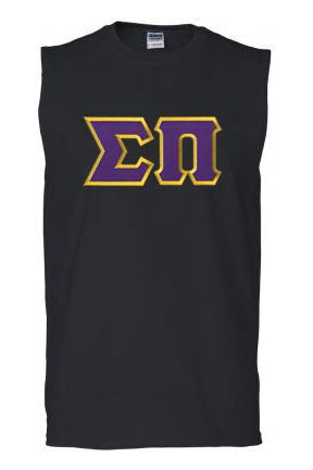 Discount Sigma Pi Lettered Sleeveless Tee DISCOUNT- Sigma Pi Lettered Sleeveless Tee