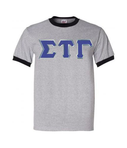 Discount Sigma Tau Gamma Lettered Ringer Shirt DISCOUNT- Sigma Tau Gamma Lettered Ringer Shirt