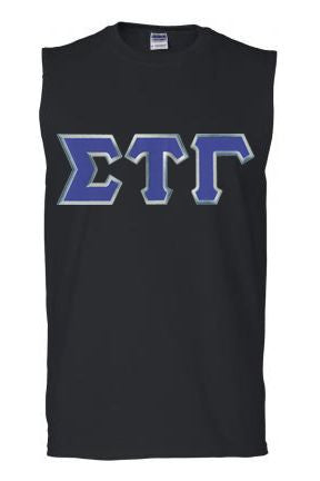 Discount Sigma Tau Gamma Lettered Sleeveless Tee DISCOUNT- Sigma Tau Gamma Lettered Sleeveless Tee
