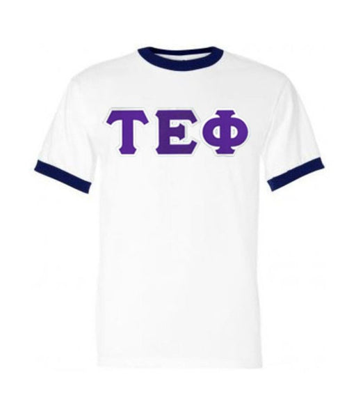 Tau Epsilon Phi DISCOUNT- Tau Epsilon Phi Lettered Ringer Shirt