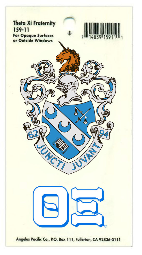 Theta Xi Crest Shield Decal Theta Xi Crest - Shield Decal