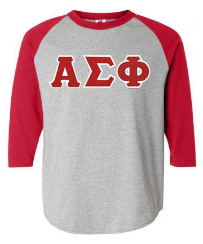 Discount Alpha Sigma Phi Lettered Raglan T Shirt DISCOUNT- Alpha Sigma Phi Lettered Raglan T-Shirt