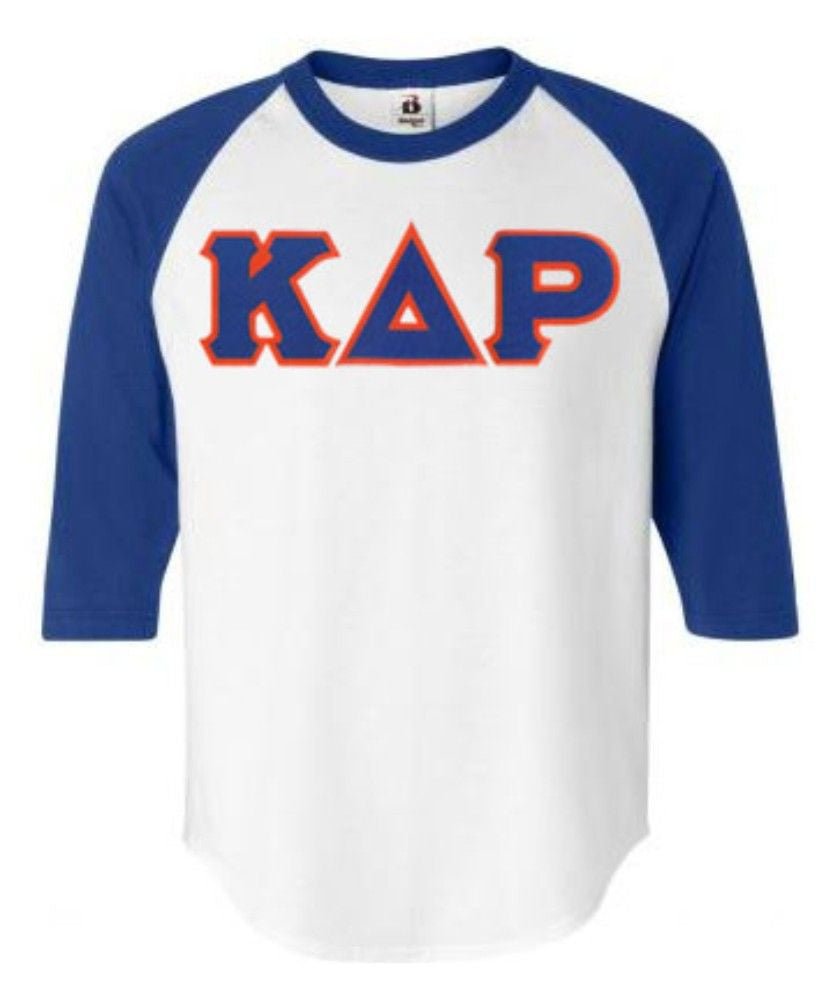 Discount Kappa Delta Rho Lettered Raglan T Shirt DISCOUNT- Kappa Delta Rho Lettered Raglan T-Shirt