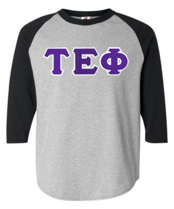 Discount Tau Epsilon Phi Lettered Raglan T Shirt DISCOUNT- Tau Epsilon Phi Lettered Raglan T-Shirt