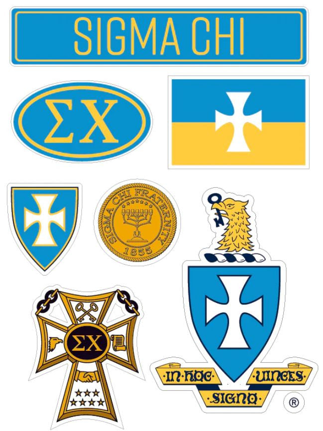 Sigma Chi Fraternity Sticker Sheet Brand Focus Sigma Chi Fraternity Sticker Sheet- Brand Focus