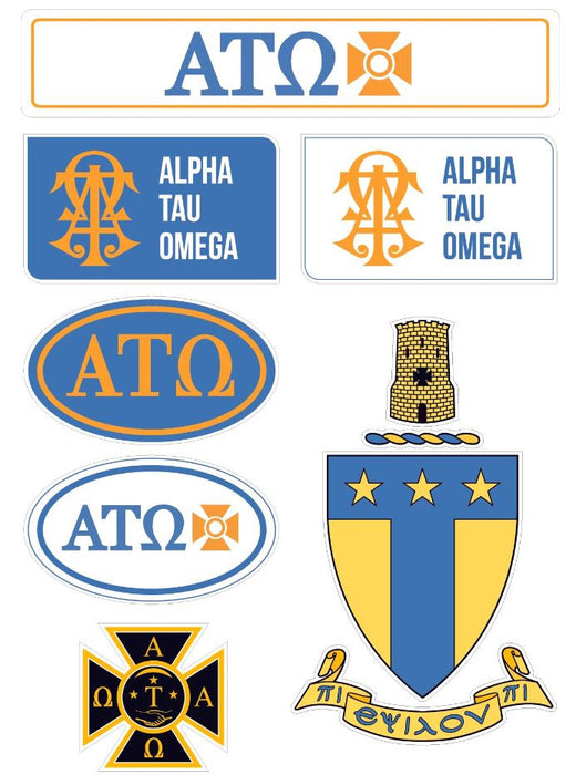 Alpha Tau Omega Fraternity Sticker Sheet Brand Focus Alpha Tau Omega Fraternity Sticker Sheet- Brand Focus