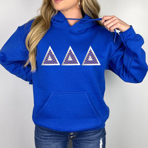 Delta Delta Delta Delta Delta Delta Custom Twill Hooded Sweatshirt