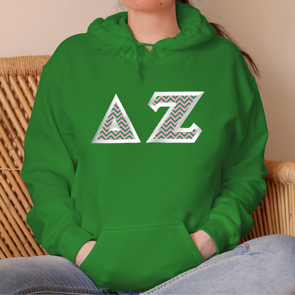 Delta Zeta Custom Twill Hooded Sweatshirt Delta Zeta Custom Twill Hooded Sweatshirt