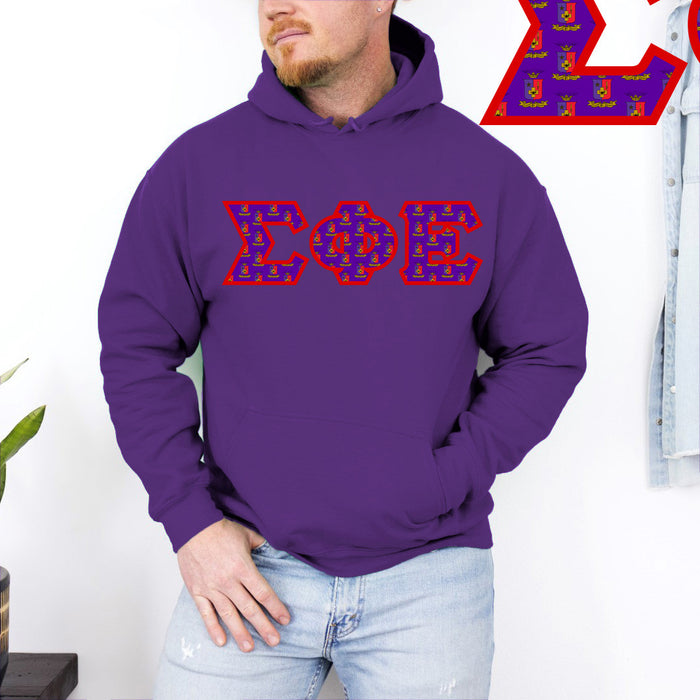 Sigma Phi Epsilon Fraternity Crest Shield Twill Letter Hooded Sweatshirt Sigma Phi Epsilon Fraternity Crest - Shield Twill Letter Hooded Sweatshirt