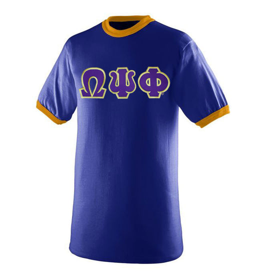 Omega Psi Phi DISCOUNT- Omega Psi Phi Lettered Ringer Shirt