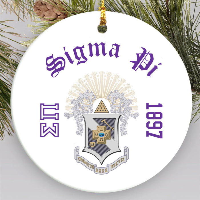 Sigma Pi Round Crest Ornament