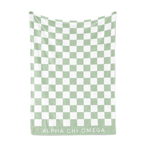 Alpha Chi Omega Alpha Chi Omega Sherpa Checkerboard Throw Blankets