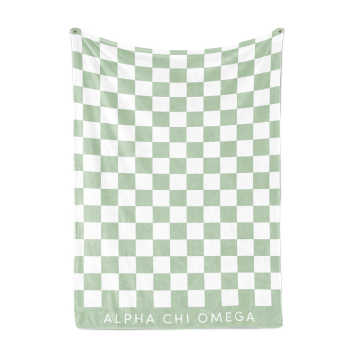 Alpha Chi Omega Sherpa Checkerboard Throw Blankets Alpha Chi Omega Sherpa Checkerboard Throw Blankets
