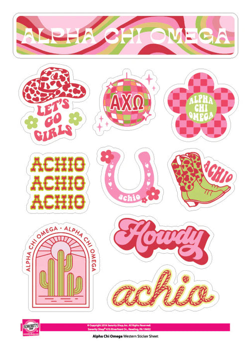 Alpha Chi Omega Western Disco Sticker Sheet Alpha Chi Omega Western Disco Sticker Sheet