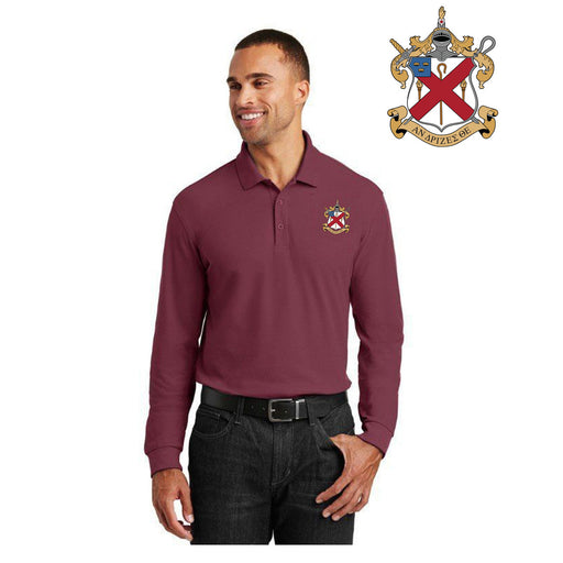 DISCOUNT-Alpha Chi Rho Crest - Shield Emblem Long Sleeve Polo