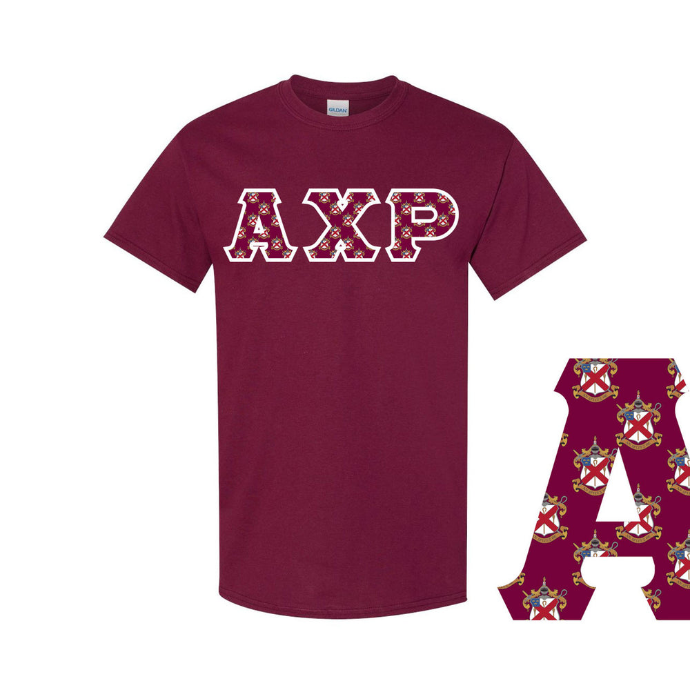 Alpha Chi Rho Fraternity Crest Shield Twill Letter Tee Alpha Chi Rho Fraternity Crest - Shield Twill Letter Tee