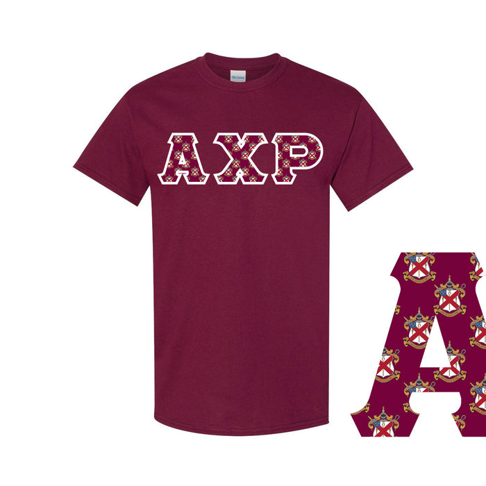 Alpha Chi Rho Fraternity Crest Shield Twill Letter Tee Alpha Chi Rho Fraternity Crest - Shield Twill Letter Tee