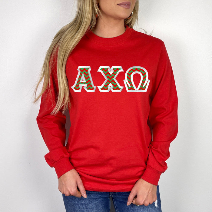 Alpha Chi Omega Lettered Long Sleeve Shirt Alpha Chi Omega Lettered Long Sleeve Shirt