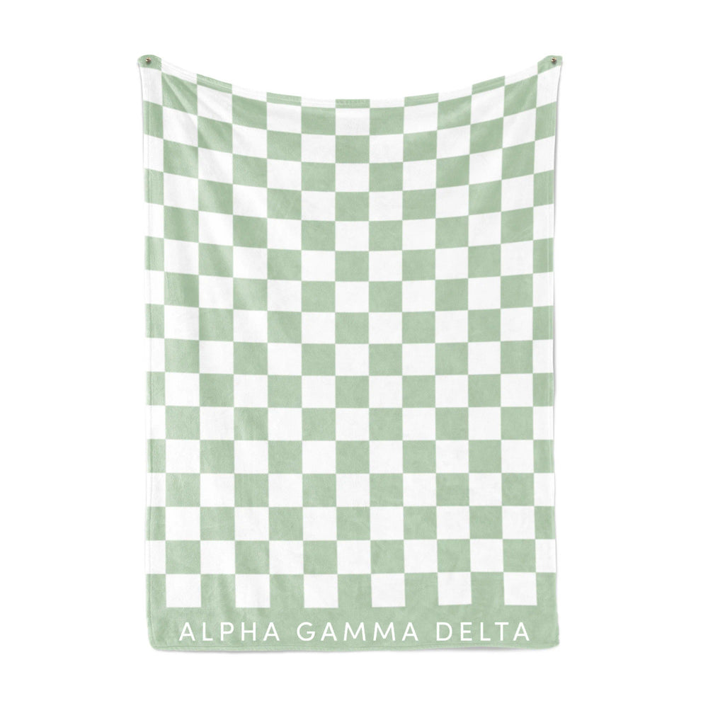 Alpha Gamma Delta Sherpa Checkerboard Throw Blankets Alpha Gamma Delta Sherpa Checkerboard Throw Blankets