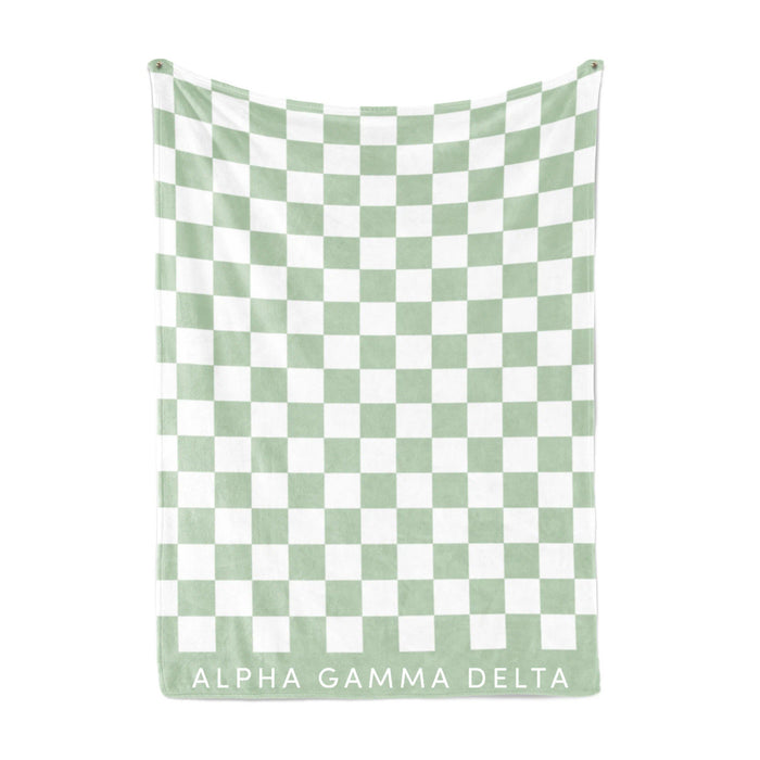 Alpha Gamma Delta Sherpa Checkerboard Throw Blankets Alpha Gamma Delta Sherpa Checkerboard Throw Blankets