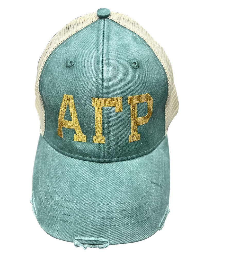 Alpha Gamma Rho Distressed Trucker Hat Alpha Gamma Rho Distressed Trucker Hat