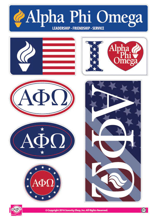 Stickers Decals Alpha Phi  Omega Americana Stickers