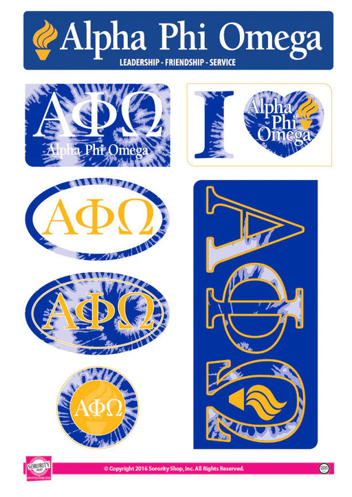Stickers Decals Alpha Phi  Omega Tie Dye Stickers