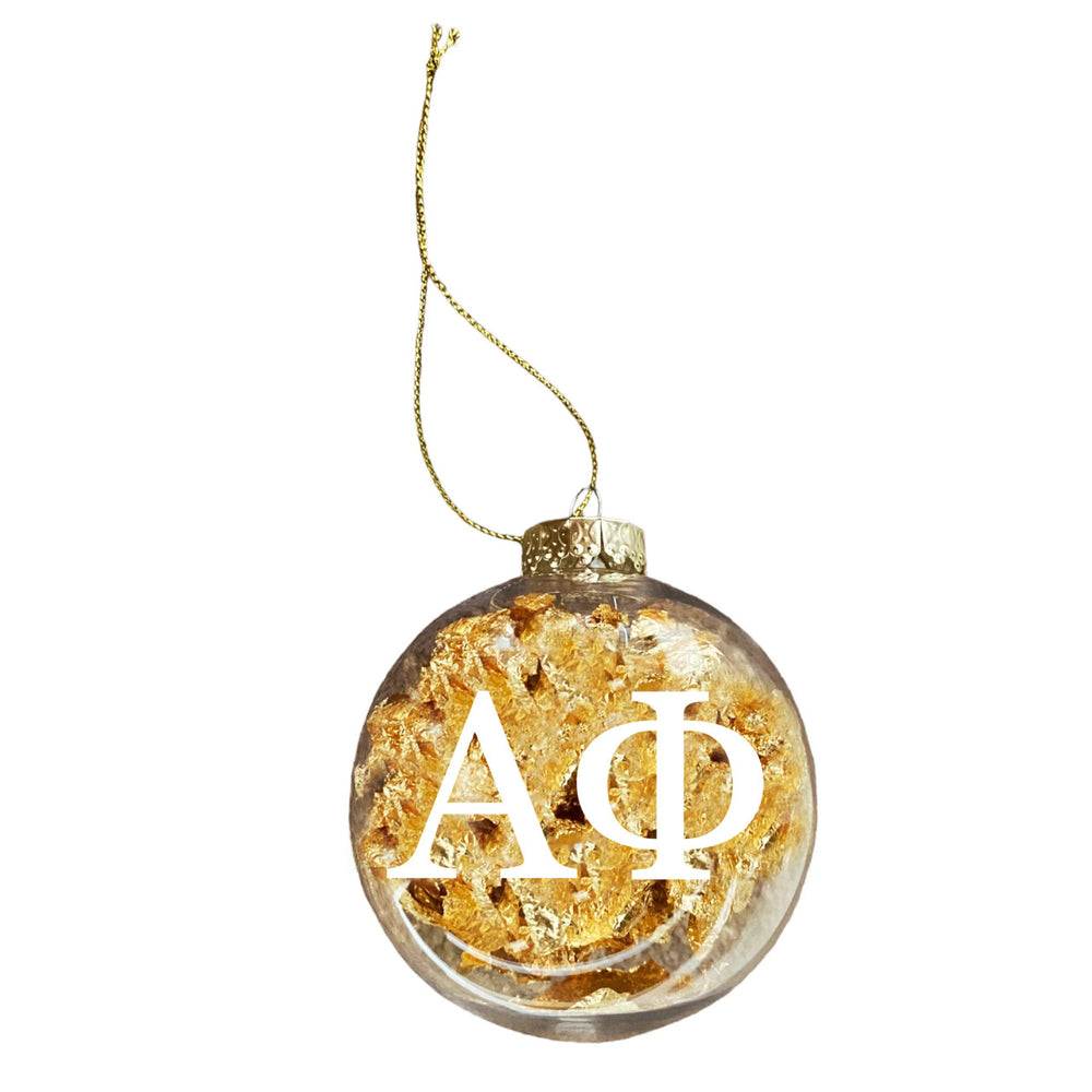Alpha Phi Clear Ball Ornament With Gold Foil Alpha Phi Clear Ball Ornament With Gold Foil