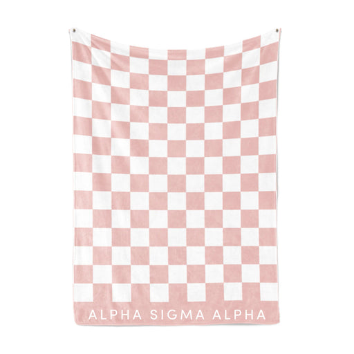Alpha Sigma Alpha Alpha Sigma Alpha Sherpa Checkerboard Throw Blankets