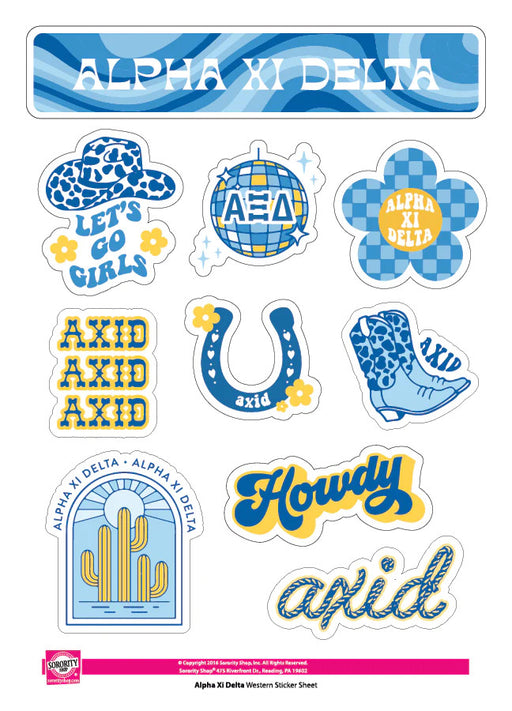 Alpha Xi Delta Alpha Xi Delta Western Disco Sticker Sheet