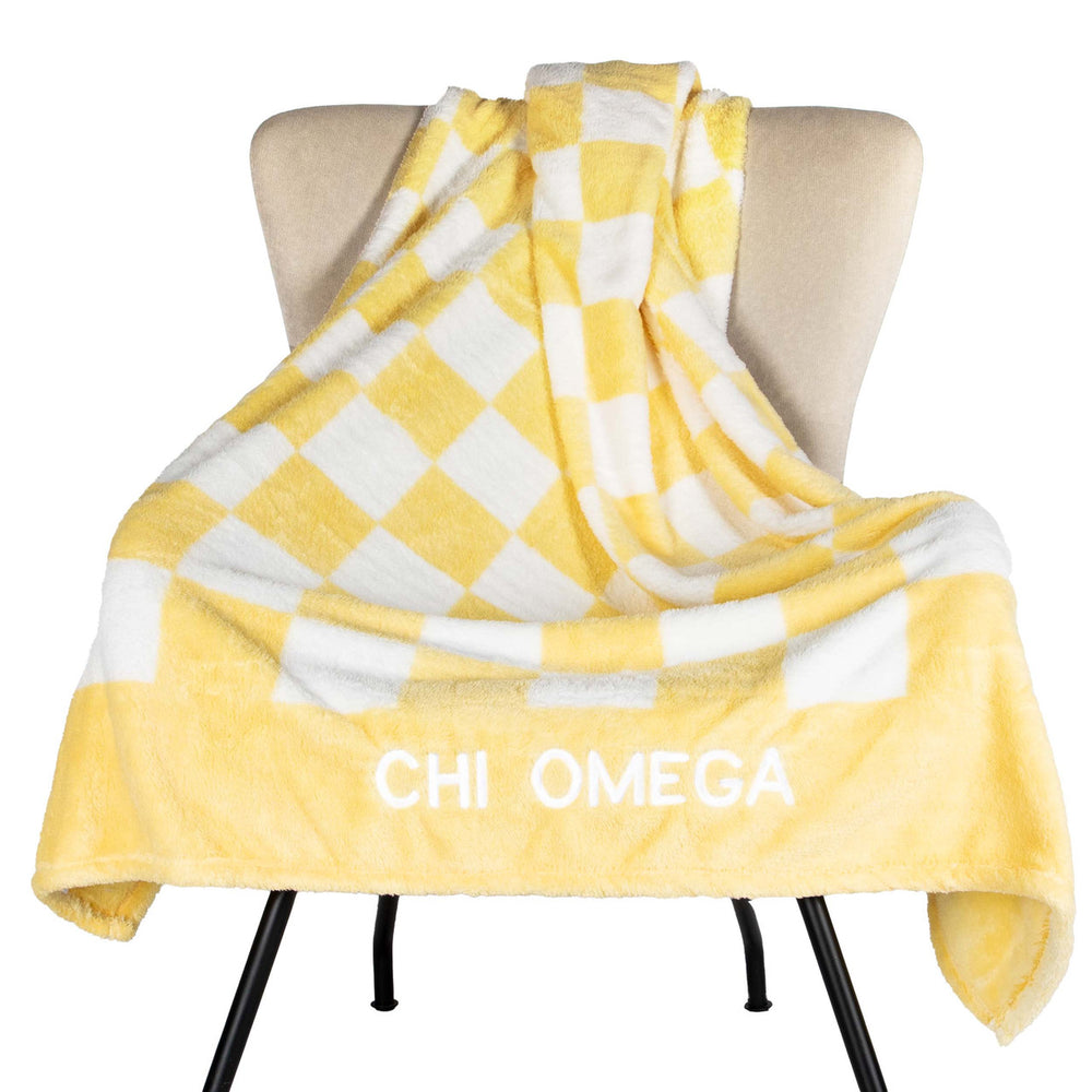 Chi Omega Sherpa Checkerboard Throw Blankets Chi Omega Sherpa Checkerboard Throw Blankets