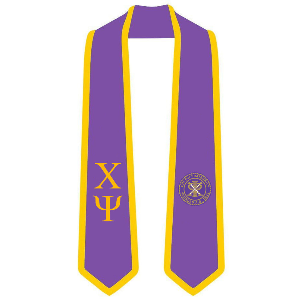 Discount Chi Psi Greek 2 Tone Lettered Graduation Sash Stole DISCOUNT-Chi Psi Greek 2 Tone Lettered Graduation Sash Stole