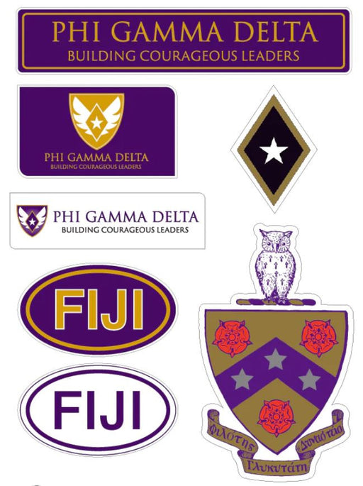 Phi Gamma Delta Fiji Fraternity - Phi Gamma Delta Sticker Sheet- Brand Focus