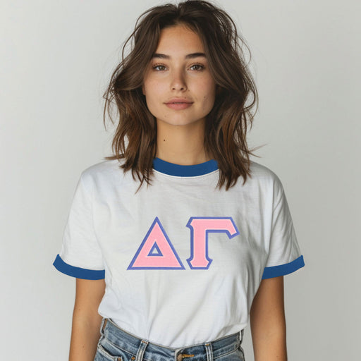 Delta Gamma DISCOUNT-Delta Gamma Lettered Ringer Shirt