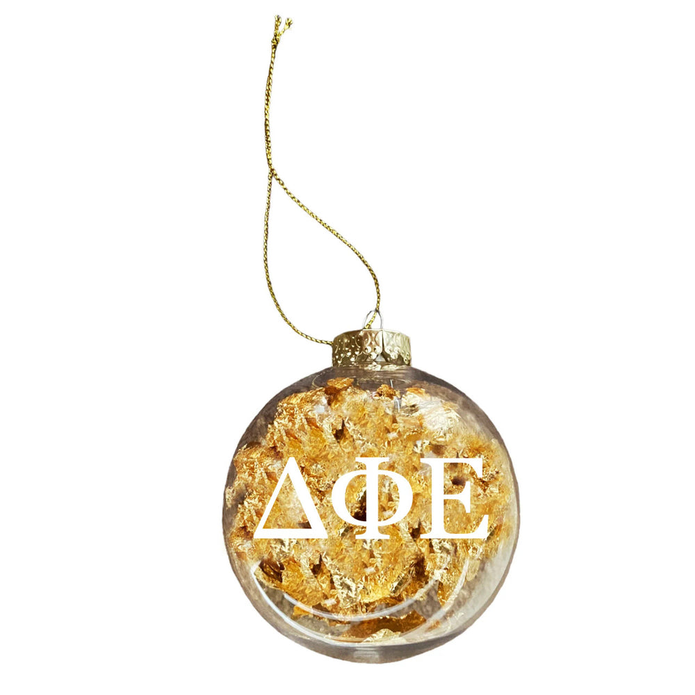 Delta Phi Epsilon Clear Ball Ornament With Gold Foil Delta Phi Epsilon Clear Ball Ornament With Gold Foil