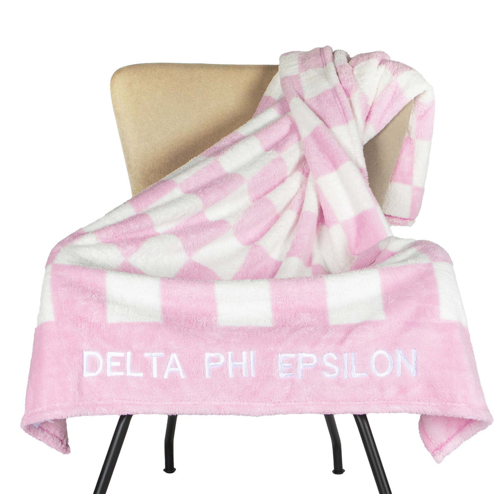 Delta Phi Epsilon Sherpa Checkerboard Throw Blankets Delta Phi Epsilon Sherpa Checkerboard Throw Blankets