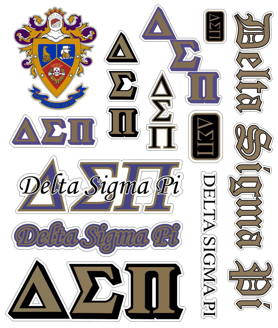 Delta Sigma Pi Delta Sigma Pi Multi Greek Decal Sticker Sheet — GreekU