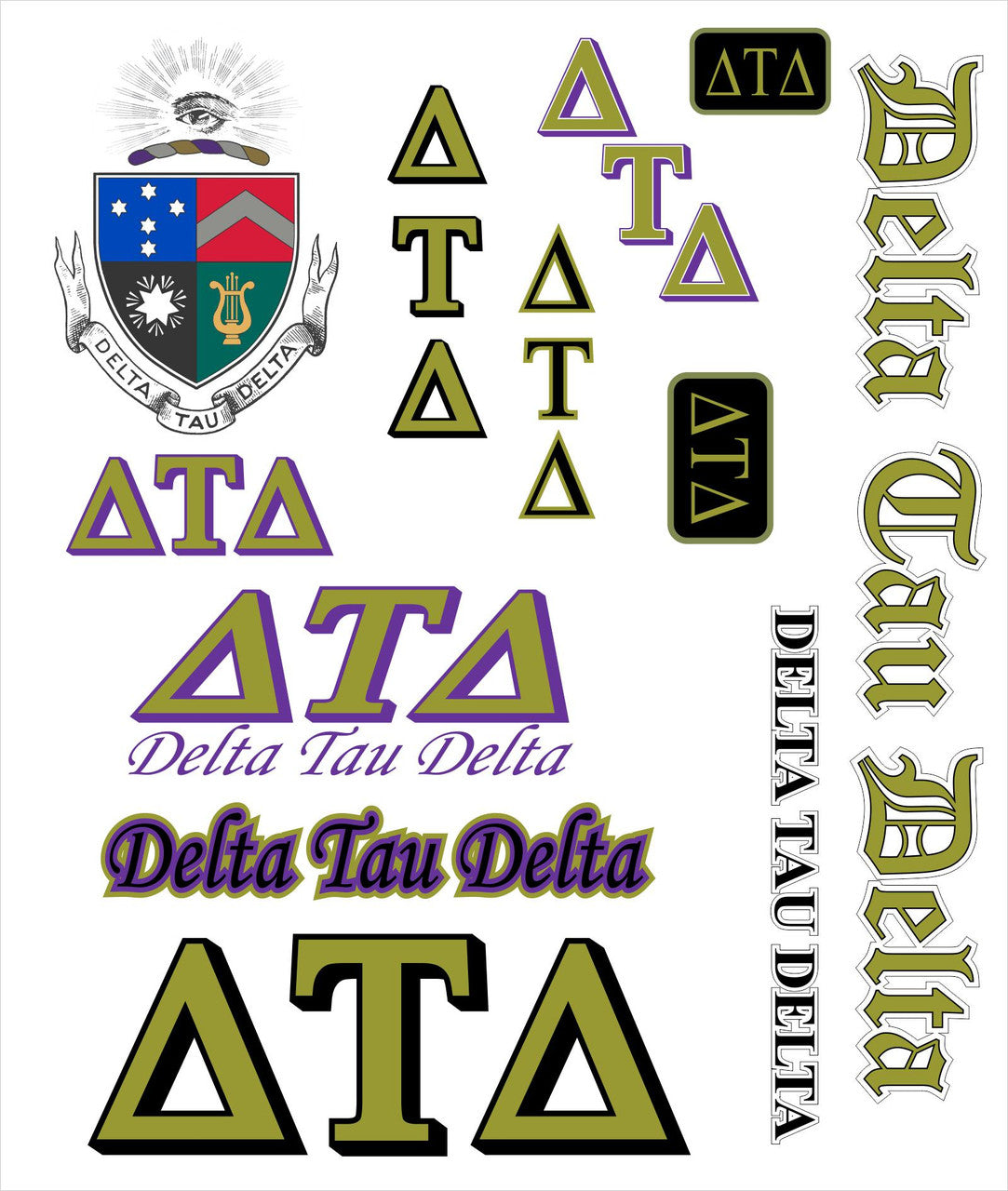 Stickers & Decals Delta Tau Delta Multi Greek Decal Sticker Sheet — GreekU