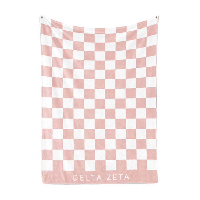 Delta Zeta Sherpa Checkerboard Throw Blankets Delta Zeta Sherpa Checkerboard Throw Blankets