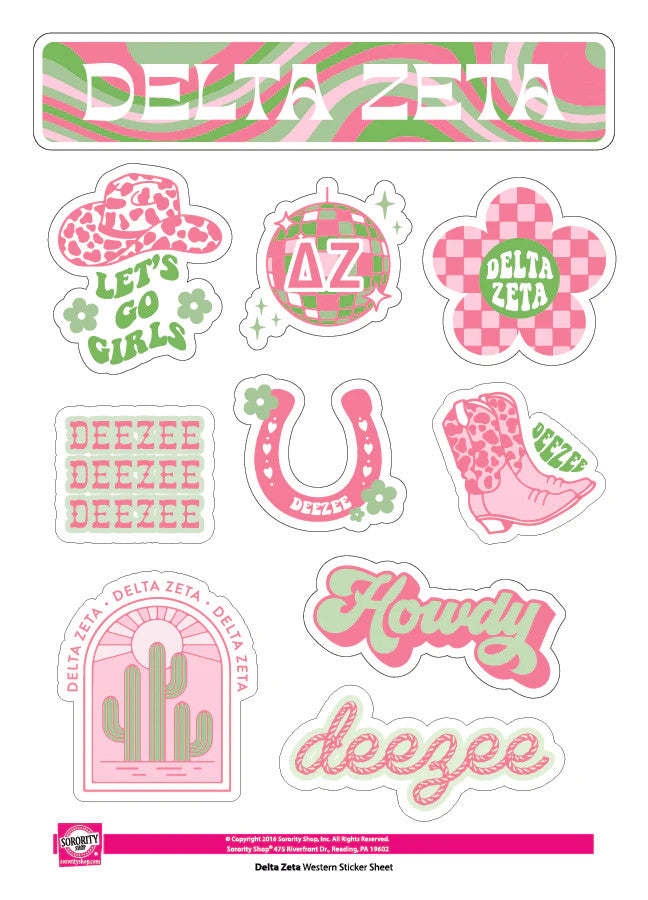 Delta Zeta Western Disco Sticker Sheet Delta Zeta Western Disco Sticker Sheet