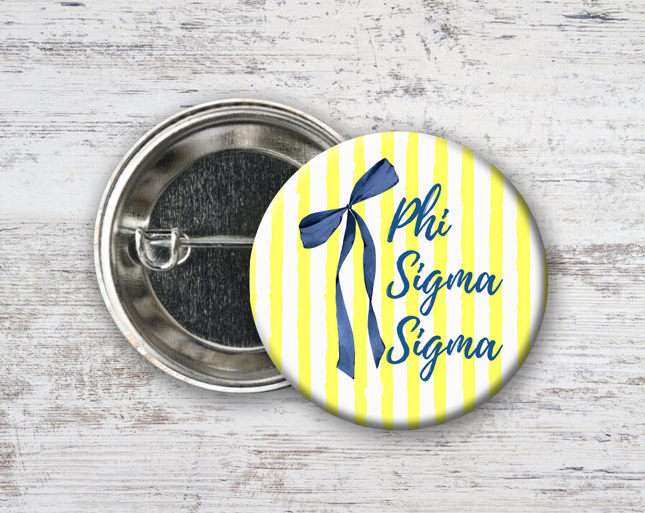 Phi Sigma Sigma Stripes & Bows Pin Buttons Phi Sigma Sigma Stripes & Bows Pin Buttons