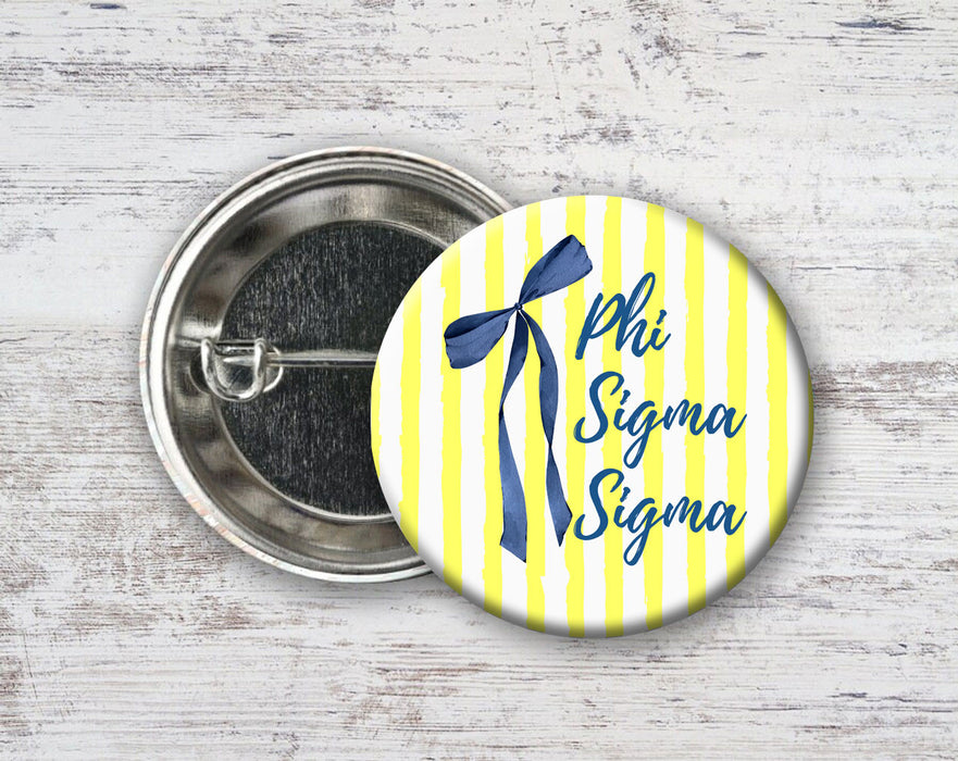 Phi Sigma Sigma Stripes & Bows Pin Buttons Phi Sigma Sigma Stripes & Bows Pin Buttons