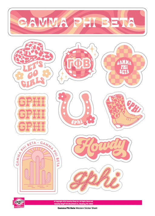Gamma Phi Beta Gamma Phi Beta Western Disco Sticker Sheet