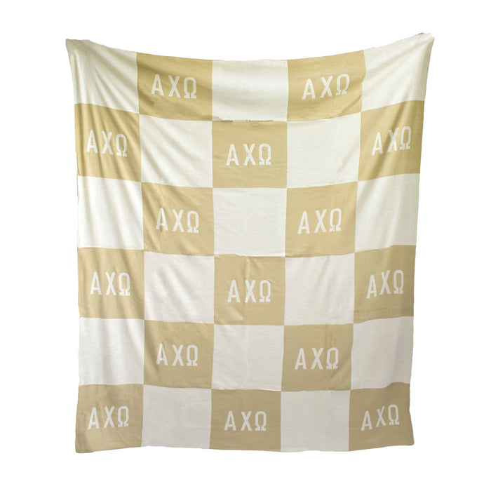 Alpha Chi Omega Acrylic Checkerboard Beige Throw Blankets Alpha Chi Omega Acrylic Checkerboard Beige Throw Blankets
