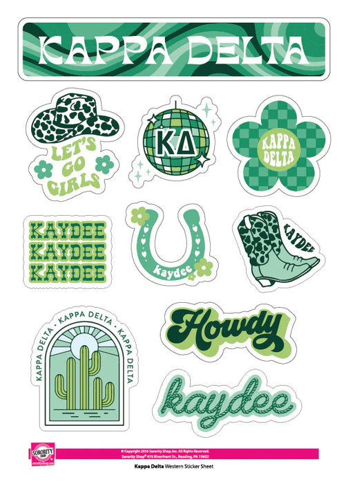 Kappa Delta Western Disco Sticker Sheet Kappa Delta Western Disco Sticker Sheet