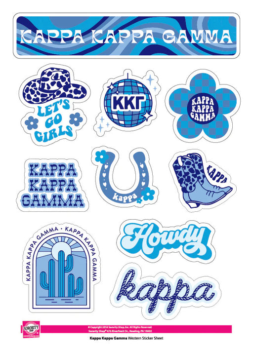 Kappa Kappa Gamma Kappa Kappa Gamma Western Disco Sticker Sheet
