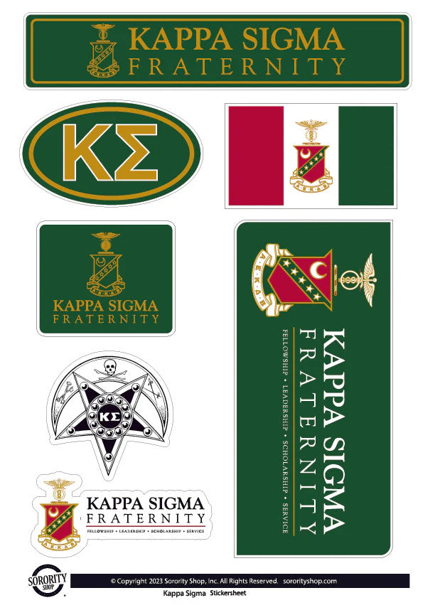Kappa Sigma Fraternity Sticker Sheet Brand Focus Kappa Sigma Fraternity Sticker Sheet- Brand Focus