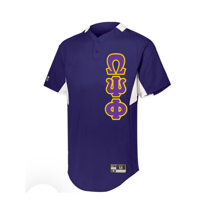 Omega Psi Phi Lettered 2 Button Baseball Jersey Omega Psi Phi Lettered 2 Button Baseball Jersey